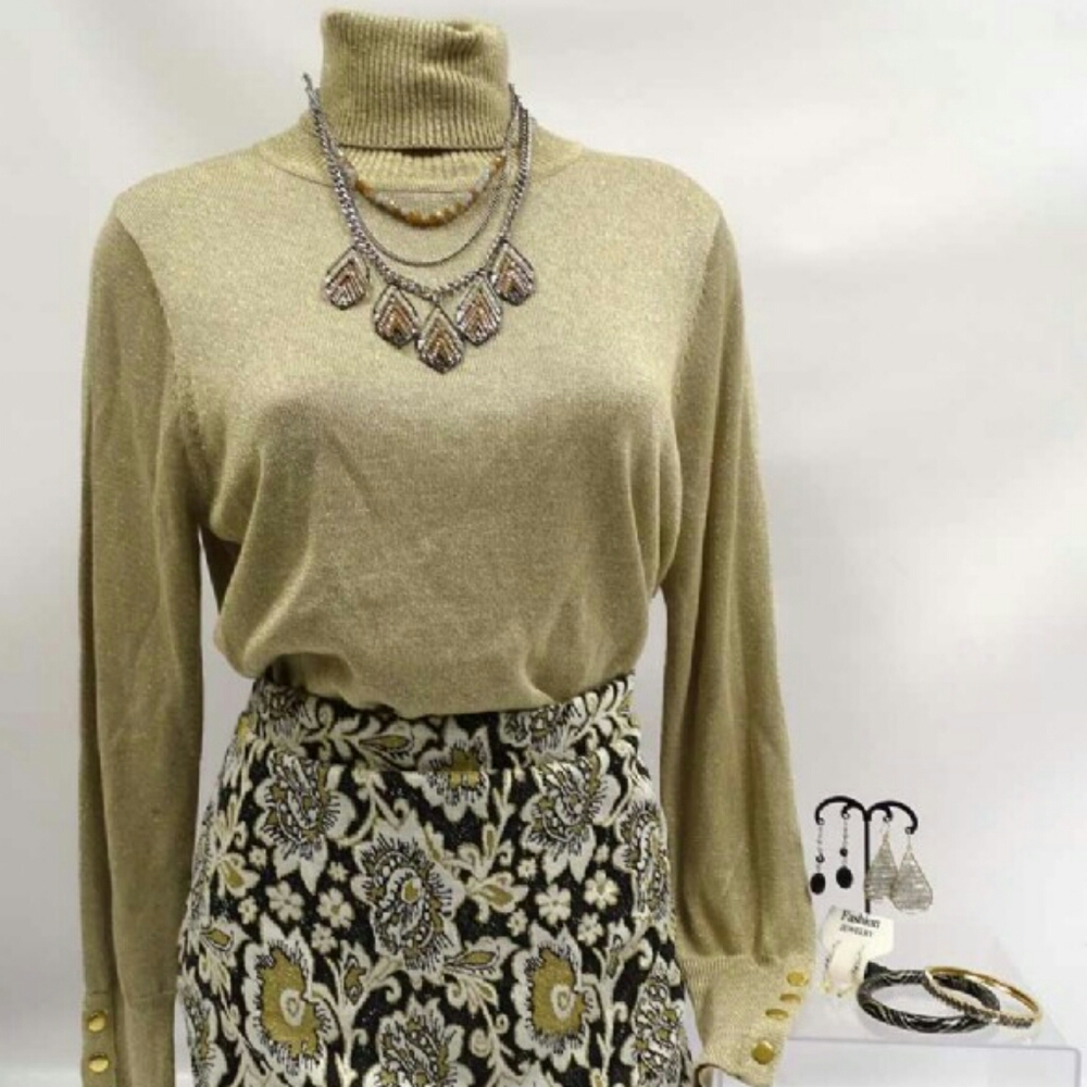 Metallic Chic Sweater & Melissa Paige Skirt